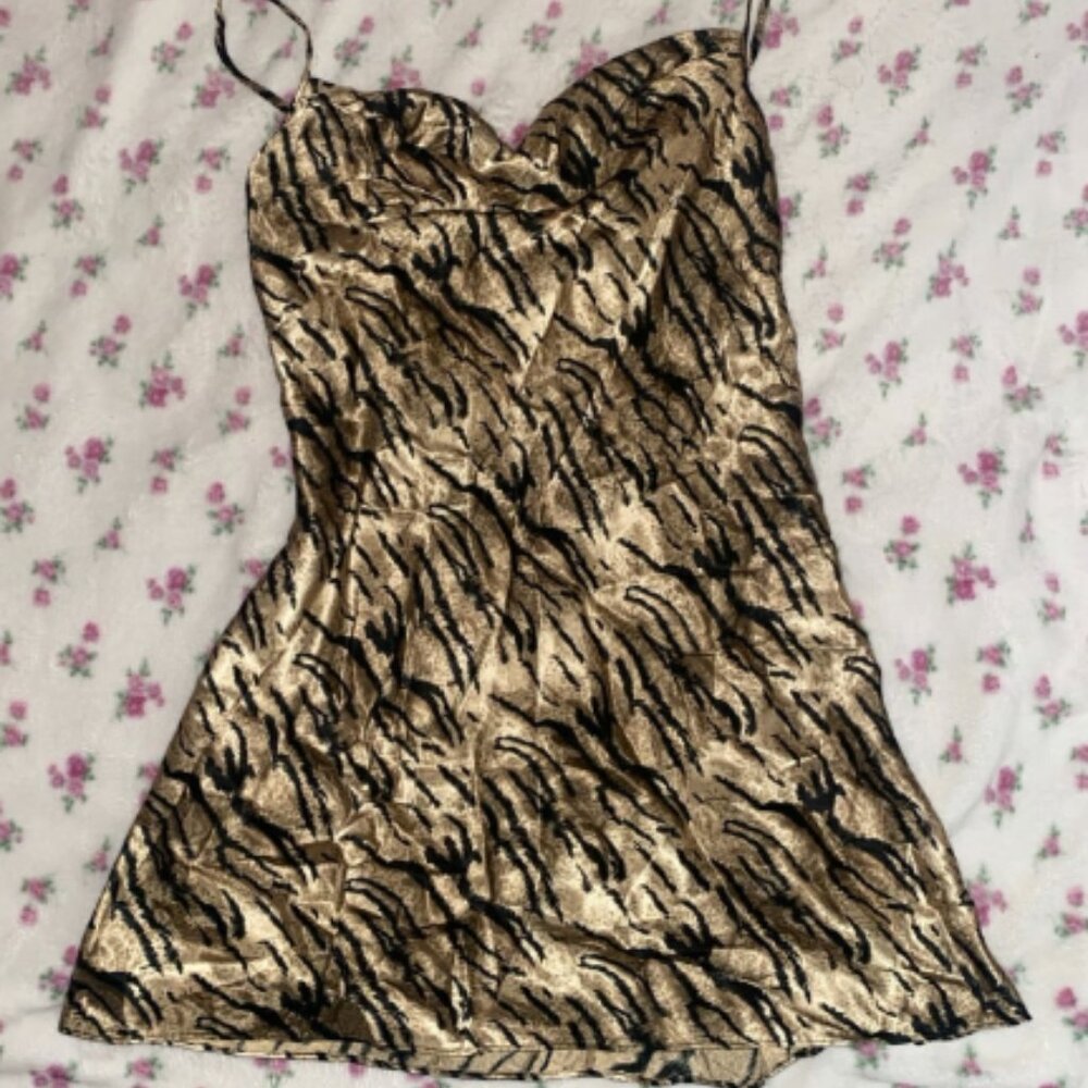 Vintage Lingerie vintage slip dress vtg silk slip dress tiger print slip